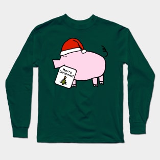 Cute Pig Says Merry Christmas Long Sleeve T-Shirt